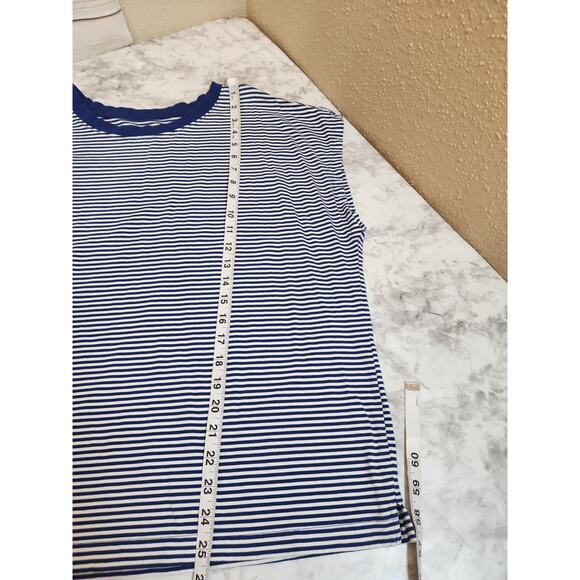 LOFT Women's Blue/White Striped Short Sleeve Crew Neck‎ T-Shirt Size XL - Picture 6 of 6